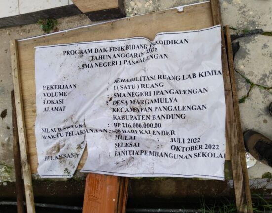 SMAN 1 Pangalengan Lecehkan Papan Proyek Rehabilitasi Ruang Kelas dan Laboratorium