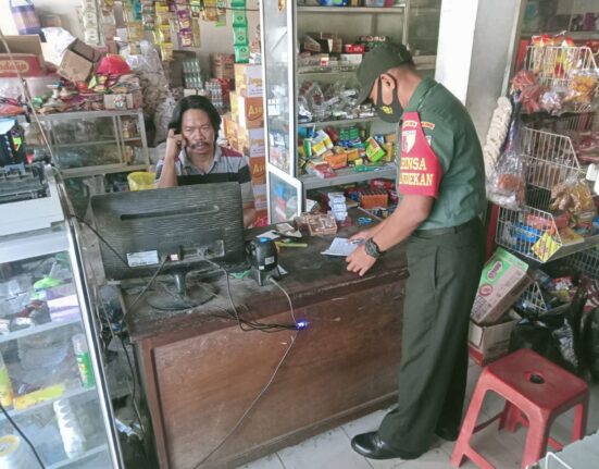 Antisipasi Kenaikan Harga, Babinsa Koramil Wonodadi Cek Harga Sembako Di Wilayah Binaan