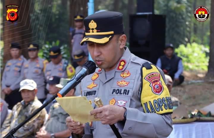 Kapolres Majalengka Pimpin Apel Besar " Mas Pepi" Untuk Penanggulangan Kebakaran Hutan  Dan Lahan