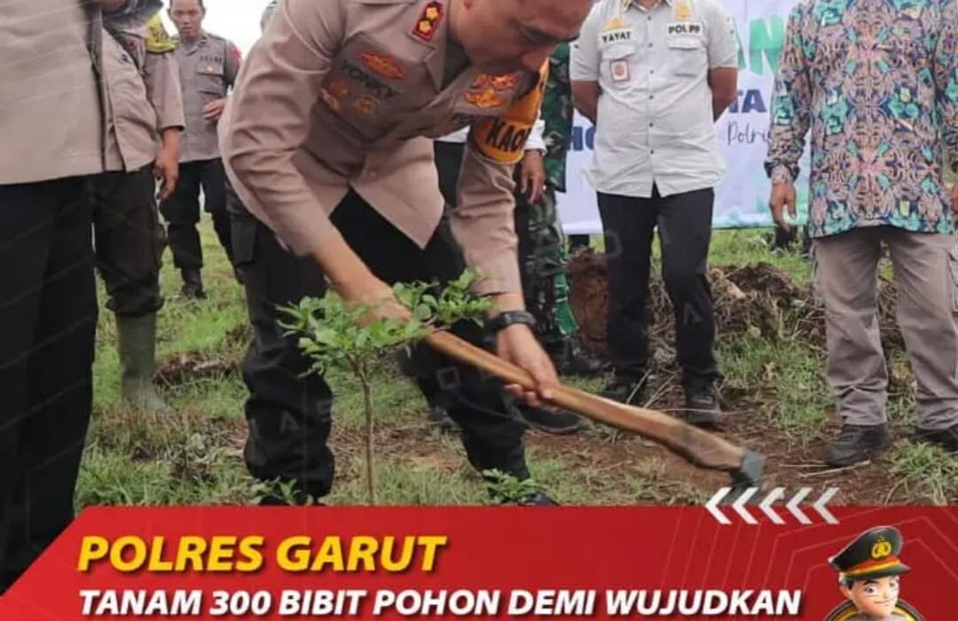 Demi Wujudkan Wilayah Dengan Udara Yang Sehat Polres Garut Tanam 300 Bibit Pohon