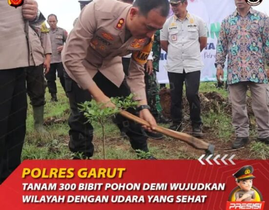 Demi Wujudkan Wilayah Dengan Udara Yang Sehat Polres Garut Tanam 300 Bibit Pohon