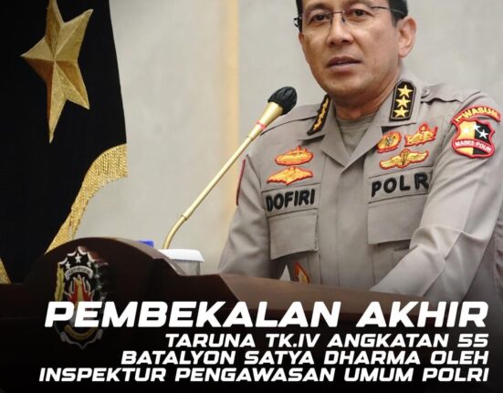 Pembekalan Akhir Irwasum Polri Komisaris Jenderal Polisi Drs. H. Ahmad Dofiri, M.Si. Kepada Taruna Tk.IV Angkatan 55 Batalyon Satya Dharma Akademi Kepolisian