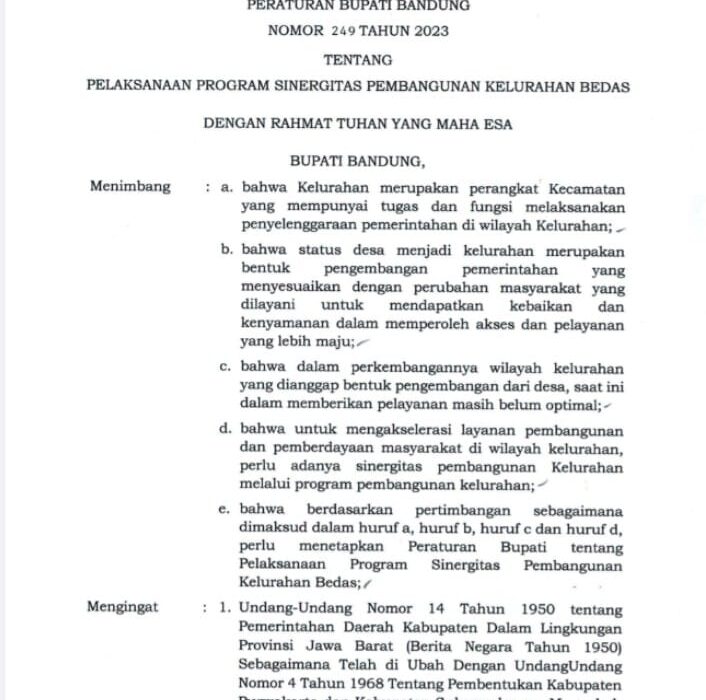 PERBUB  No.5 Tahun 2024 TENTANG PSPKB DIDUGA TERCEDERAI